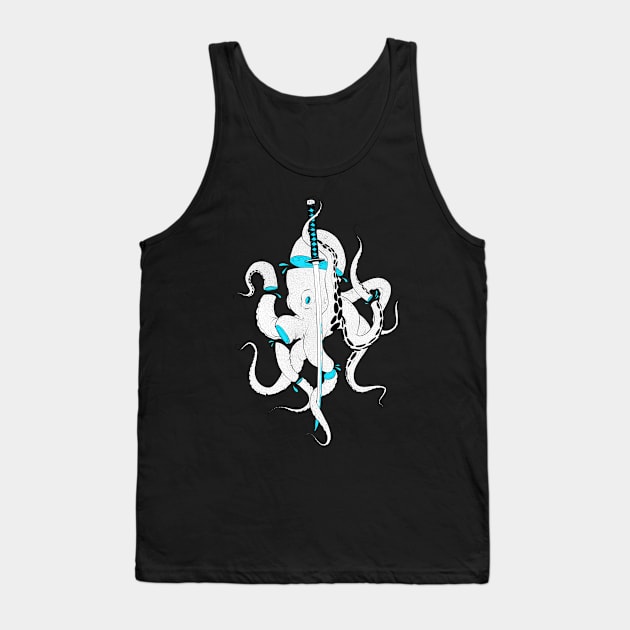 White Octopus 2 Tank Top by kurtchangart